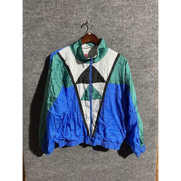 Active Other - Vintage Active Jacket Mens Large Blue Green Colorblock Windbreaker 90s Zip